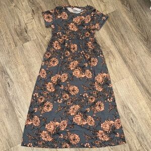 Light blue and peach girls Maxi dress short sleeve -  size 6 years NWT